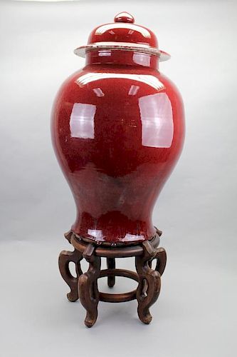 Large Chinese Style Glazed Terracotta Covered Urn