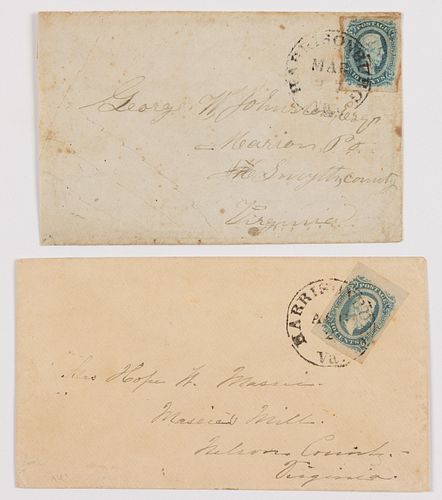 CIVIL WAR CONFEDERATE ROCKINGHAM CO., SHENANDOAH VALLEY OF VIRGINIA POSTAL COVERS, LOT OF TWO