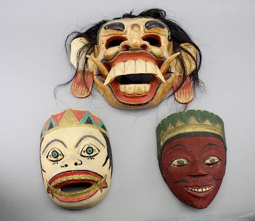 (3) Ethnographic Carved Masks