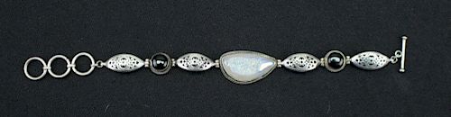 Sterling Onyx & Semi Precious Stone Bracelet