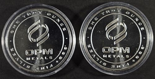 (2) 1 OZ .999 SILVER OPM METALS ROUNDS