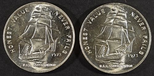 (2) 1 OZ .999 SILVER 1973 USS CONSTITUTION ROUNDS