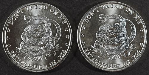 (2) 1 OZ .999 SILVER DONT TREAD ON ME ROUNDS