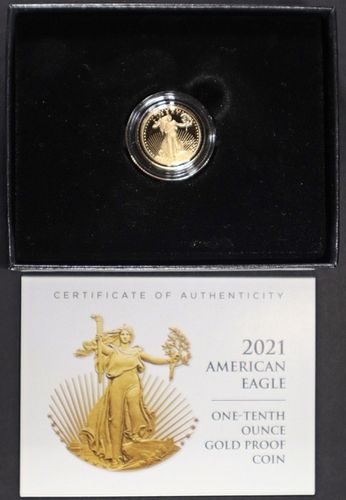 2021 1/10 OZ PROOF GOLD EAGLE WITH FULL OGP