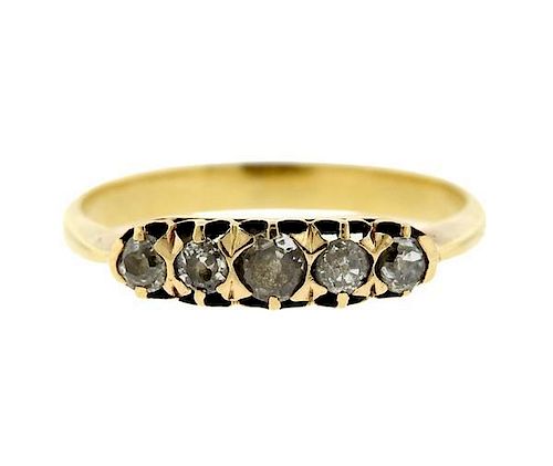 18K Gold Diamond 5 Stone Ring