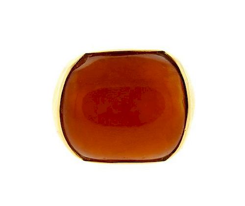 18K Gold Amber Wide Ring