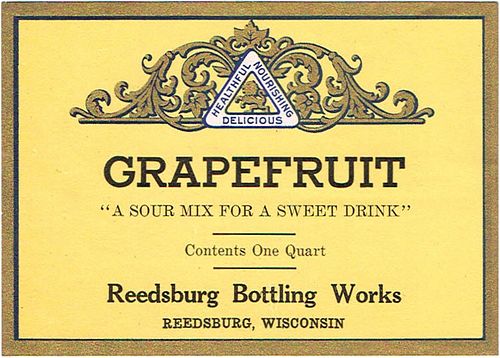 Reedsburg Bottling Works Grapefruit Drink 32oz Quart Label Wisconsin