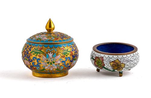2 Chinese Cloisonne Enameled Open Salts