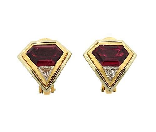 EGL 18k Gold 5.40ctw Tourmaline Diamond Earrings