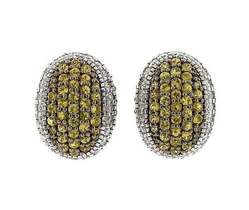 Judith Ripka 18k Gold Lemon Citrine Diamond Earrings