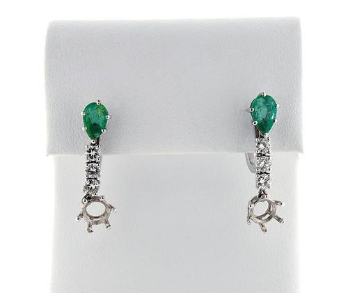 Platinum Emerald Diamond Drop Earrings