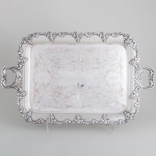 Large Silver Plate Two Handle Tray