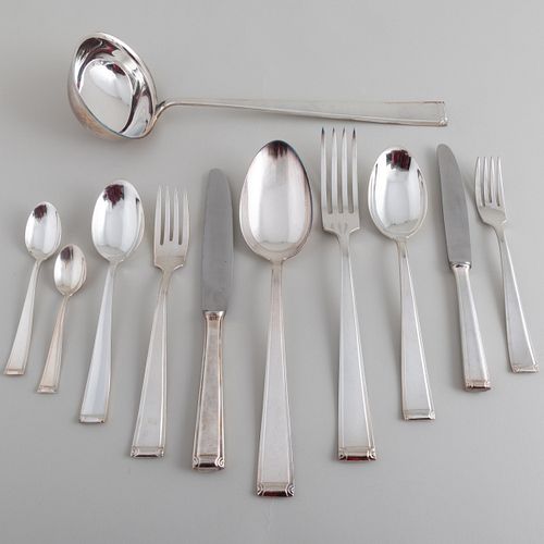 Silver Plate Part Flatware Service with Scroll Handles