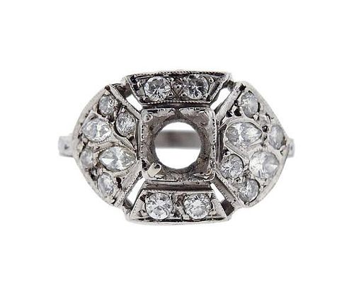 Art Deco Platinum Diamond Engagement Ring Mounting