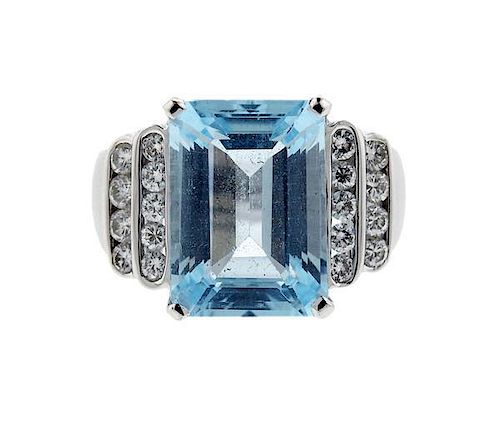 18K Gold Diamond Blue Gemstones Ring