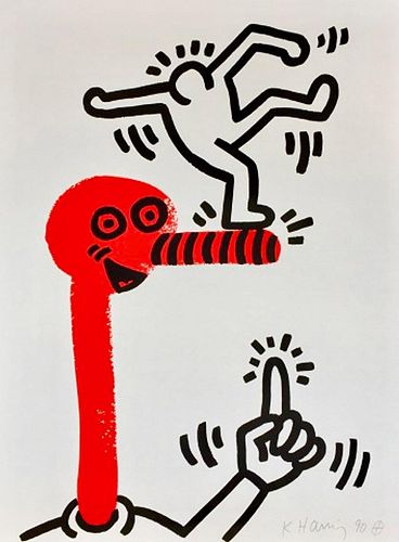 KEITH HARING 'THE STORY OF RED AND BLUE - 1', 1989, SIGNED & NUMBERED
