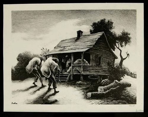 Thomas Hart Benton 'Back From The Fields', 1945 Hand Signed Limited Edition