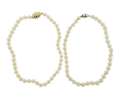 14k Gold 7.5mm to 8.3mm Pearl Necklace