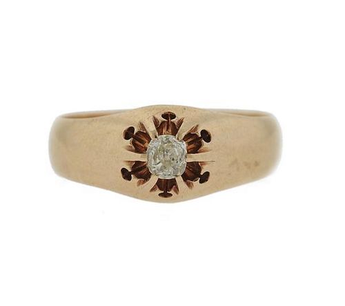 Antique 14k Gold Diamond Gypsy Ring