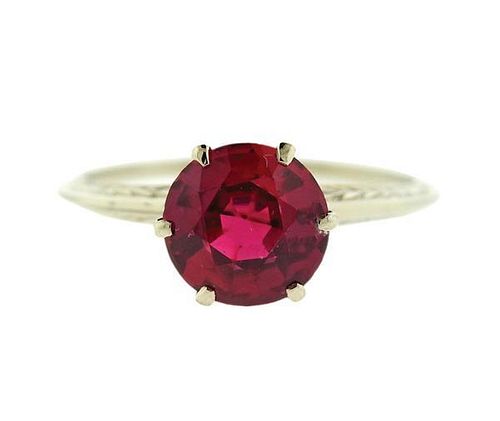 14k Gold Red Stone Ring