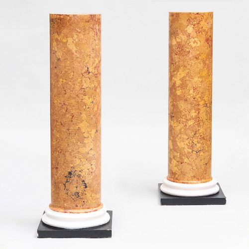 Pair of Italian Scagliola Columnar Pedestals