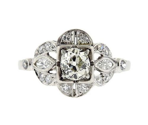 Art Deco Platinum 0.75ct Diamond Engagement Ring