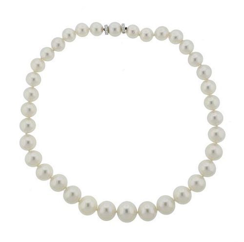 18K Gold Diamond South Sea Pearl Necklace