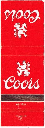 1976 Coors Beer 112mm CO-AC-31 Match Cover Golden Colorado