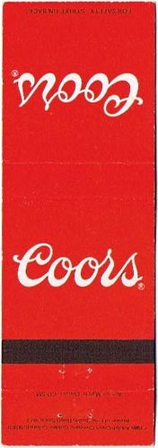 1978 Coors Beer 112mm CO-AC-33 Match Cover Golden Colorado