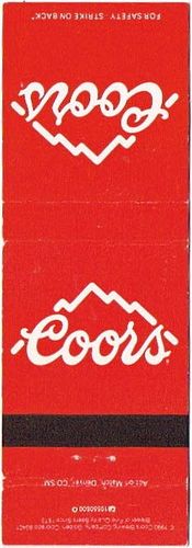 1985 Coors Beer 112mm CO-AC-34 Match Cover Golden Colorado