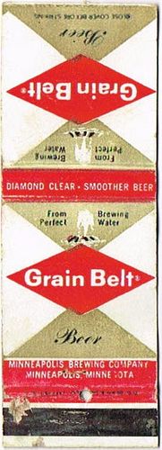 1965 Grain Belt Beer 115mm MN-MINN-11 Match Cover Minneapolis Minnesota