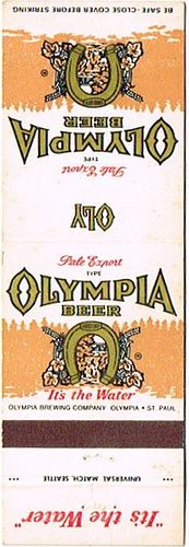 1972 Olympia Beer WA-OLY-12 Match Cover Tumwater Washington