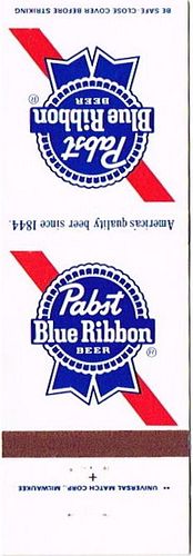 1980 Pabst Blue Ribbon Beer 111mm WI-PAB-45 Match Cover Milwaukee Wisconsin