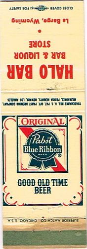 1964 Pabst Blue Ribbon Beer 112mm WI-PAB-37-HB Match Cover Milwaukee Wisconsin