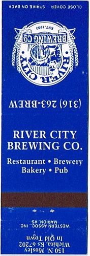 1993 River City Brewing Co. 111mm KS-RC-1 Match Cover Wichita Kansas