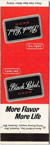 1969 Black Label Beer 113mm OH-CARL-8 Match Cover Cleveland Ohio