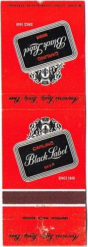 1970 Black Label Beer 113mm MA-CARL-2 Match Cover Natick Massachusetts