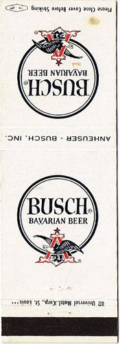 1965 Busch Bavarian Beer 113mm MO-AB-BUSCH-4 Match Cover St. Louis Missouri