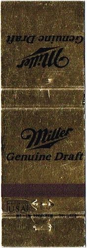 1987 Miller Genuine Draft Beer 111mm WI-MILLER-MGD-1 Match Cover Milwaukee Wisconsin