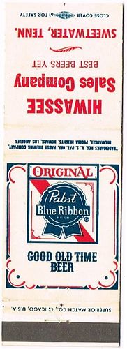 1964 Pabst Blue Ribbon Beer 112mm WI-PAB-37-HSC Match Cover Milwaukee Wisconsin