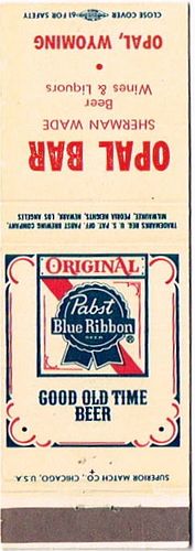 1964 Pabst Blue Ribbon Beer 115mm WI-PAB-37-OB Match Cover Milwaukee Wisconsin
