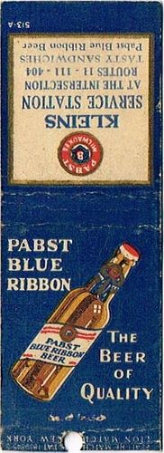 1933 Pabst Blue Ribbon Beer WI-PAB-F1-KSS Match Cover Milwaukee Wisconsin
