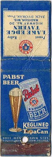 1936 Pabst Export Beer WI-PAB-F2-LT Match Cover Milwaukee Wisconsin