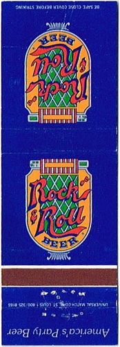 1985 Rock & Roll Beer 113mm MO-RR-3 Match Cover St. Louis Missouri