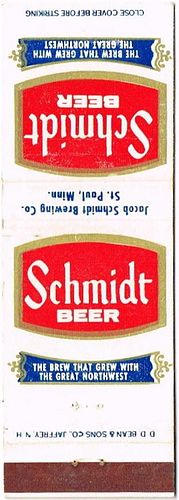 1968 Schmidt Beer 110mm MN-AJS-3 Match Cover Saint Paul Minnesota