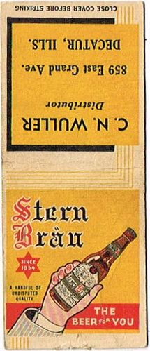 1948 Stern Brau Beer 111mm IL-SP-10-AB Match Cover Belleville Illinois