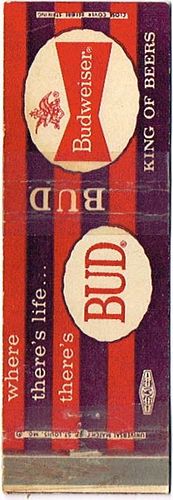 1957 Budweiser Beer (Purple/Red) MO-AB-17b1 Match Cover St. Louis Missouri