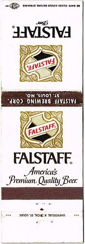 1970 Falstaff Beer 113mm MO-FALS-31 Match Cover St. Louis Missouri