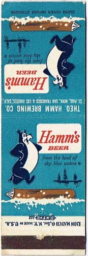 1958 Hamm's Beer 115mm MN-HAMM-10 Match Cover Saint Paul Minnesota