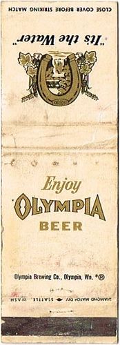 1968 Olympia Beer 111mm WA-OLY-10b Match Cover Tumwater Washington
